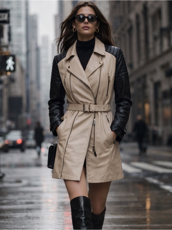 Burberry Jackets & Blazers - Burberry Women's Beige & Black Belted Quilted Trench Coat Pockets Size 38